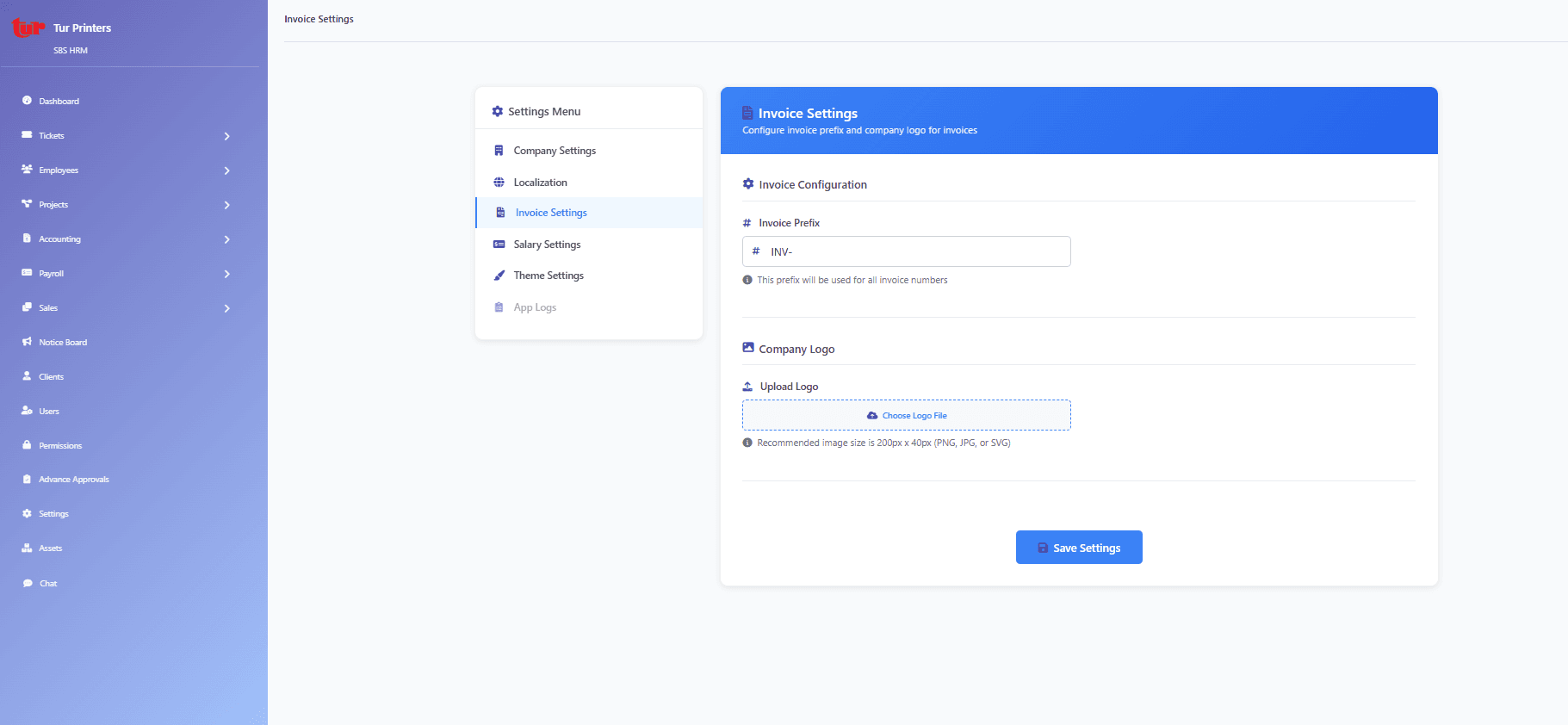 Invoices screen for sales invoicing and billing