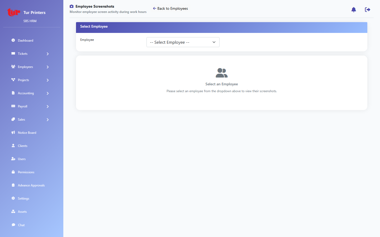 Employee screenshot monitoring